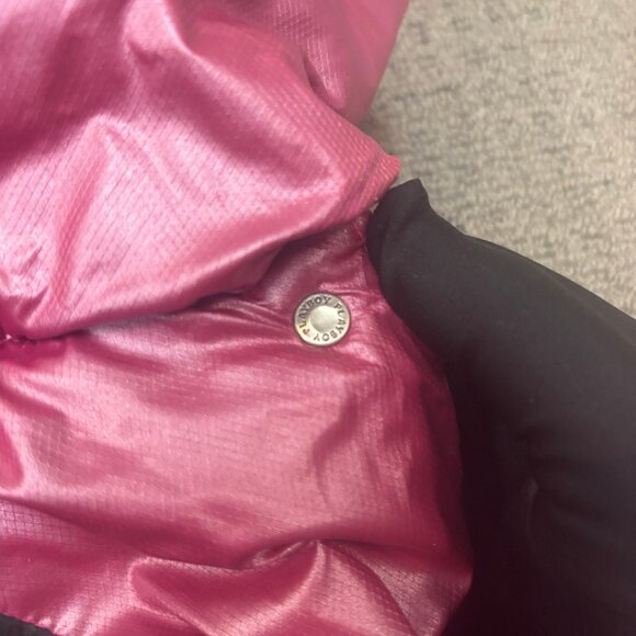 Vintage Playboy Jacket Small Puffer Zip Up Parka Removable Fur Hood Pockets Y2K - Picture 15 of 16